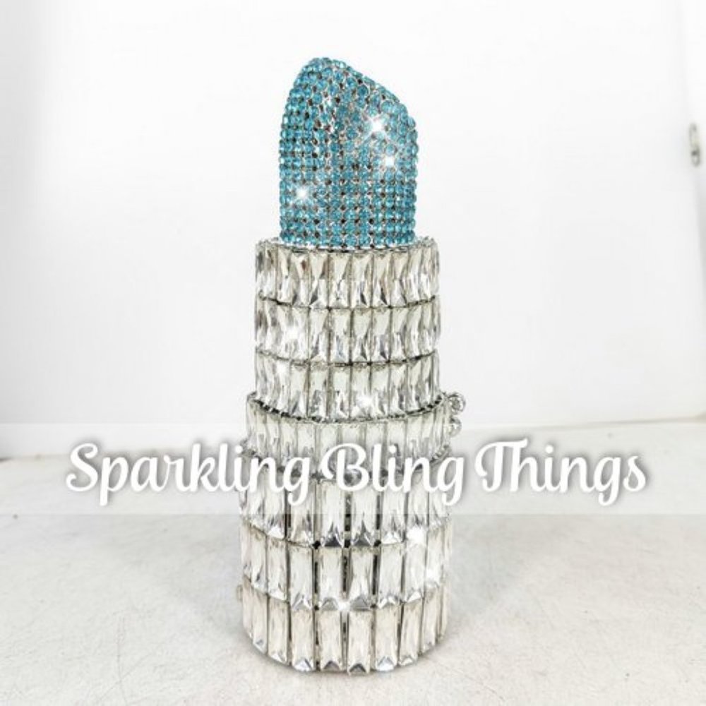 NWT Sparkling Swarovski Bling Crystal Rhinestone Lipstick Purse Clutch B…